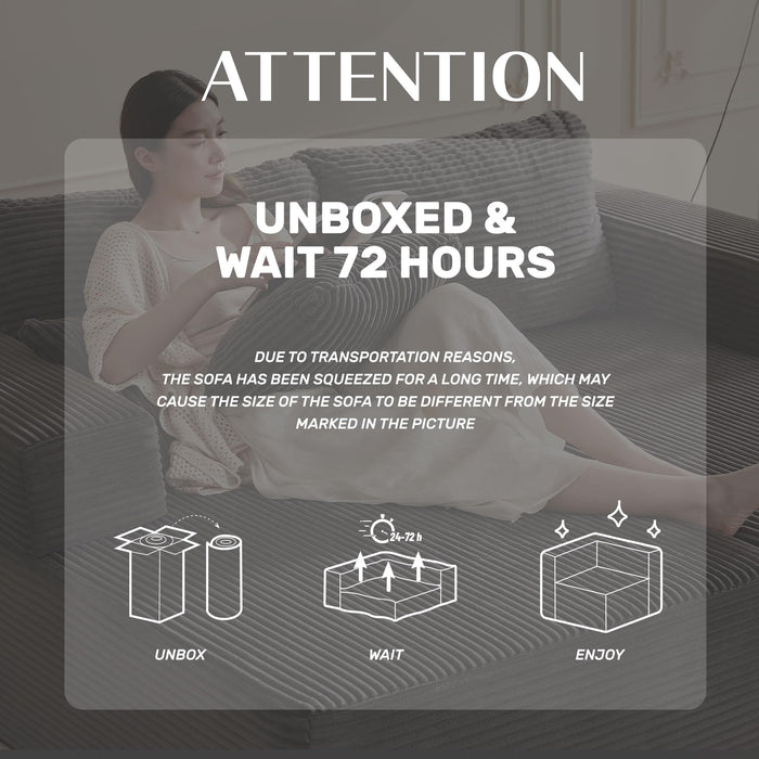 Afuson Chaise Lounge Chair, Boneless Couch for Living Room and Bedroom, Sleeper Couches Reading Chairs, Corduroy, Grey