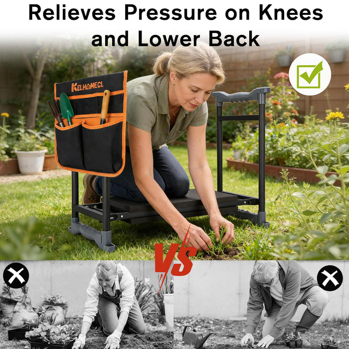 Garden Kneeler and Seat with Umbrella,Heavy Duty Gardening Bench and Stool