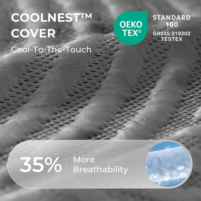 Sweetnight CoolNest 12 Inch King Mattress, Cooling King Size Memory Foam Mattress for Cool Night Sleep, 5-Zone Ergo Support for Pressure Relief, Medium, CertiPUR-US Certified