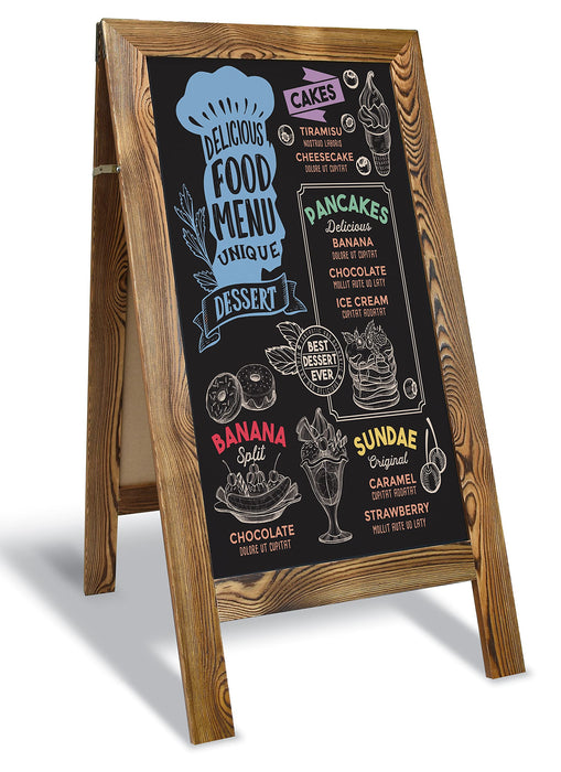 Better Office Products Magnetic A-Frame Chalkboard Sign, Extra Large 20" x 40", Standing Chalkboard Easel, Deluxe Set with Multiple Accessories, Outdoor Sidewalk Sandwich Board Sign,(Rustic Brown)