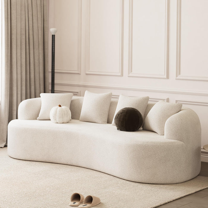 ONEMMLION 107" Modern Curved Sofas for Living Room, Cream White