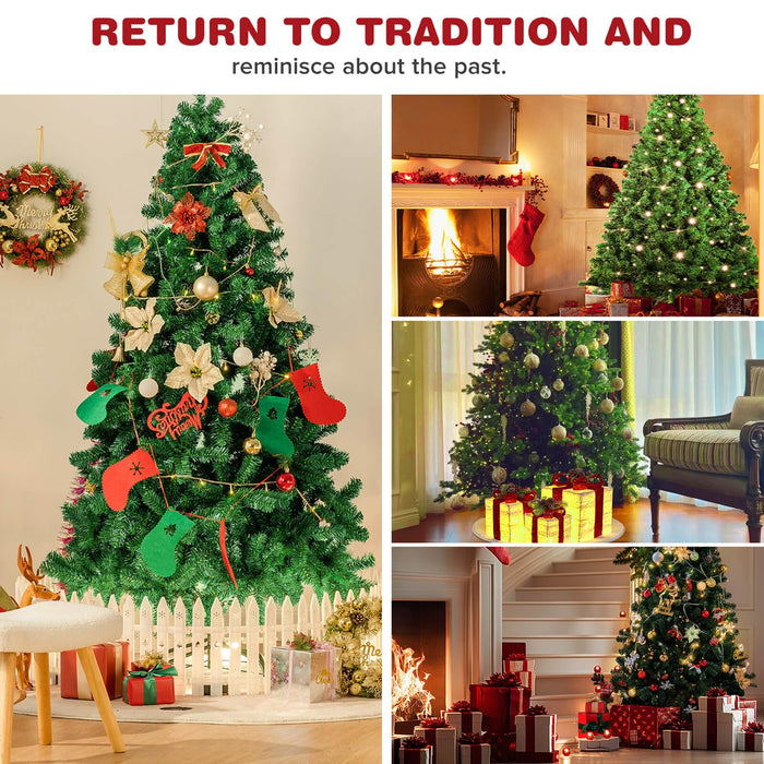 6.5ft Christmas Tree Artificial Xmas Tree with 1000 Branch Tip, 1 Minute Christmas Tree Party Decorations for Home, Foldable Stand, Easy Assembly