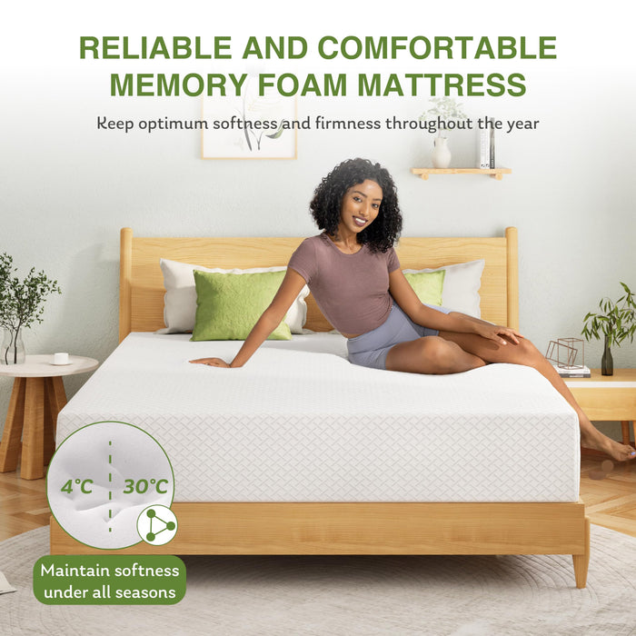 EGOHOME 12 Inch Queen Mattress, Memory Foam Mattress in a Box with Cooling Green Tea Gel, Relieve Pressure with Medium Support, CertiPUR-US Certified, 80''L x 60''W, White