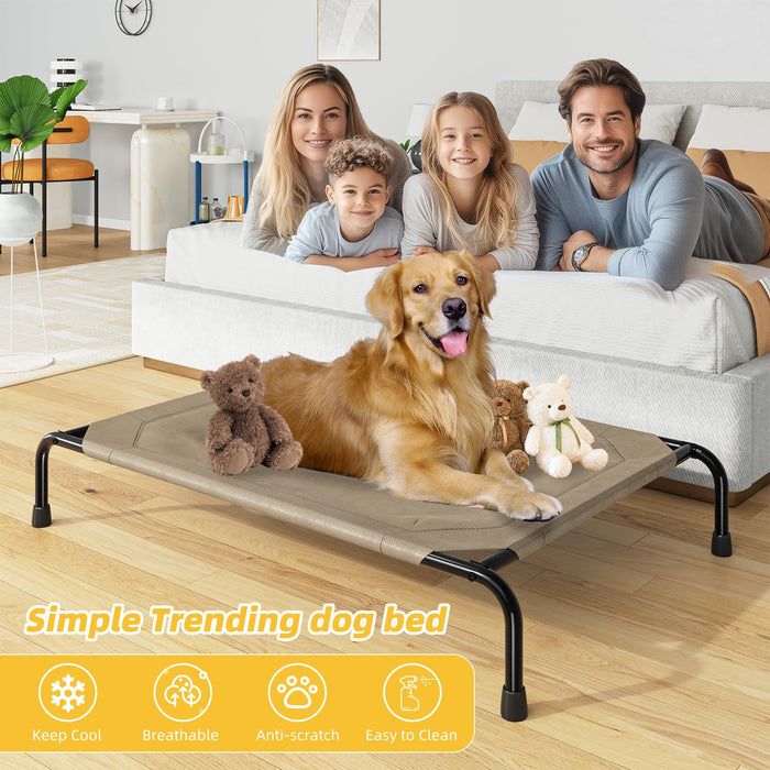 Simple Trending Raised Bed for Extra Large Dog, Waterproof XL Pet Cot, Breathable Big Bed Load 400lb, Brown