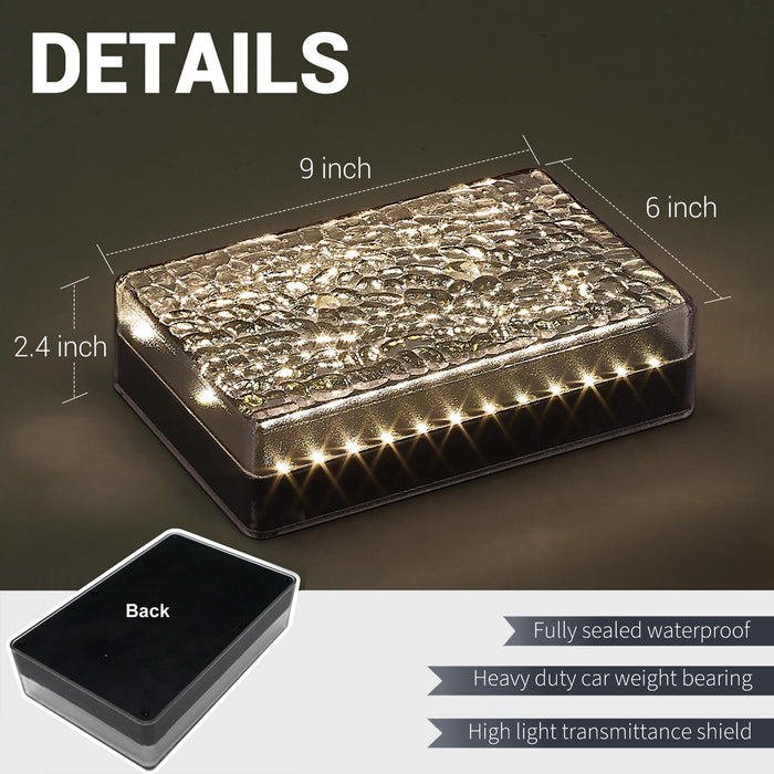 SHONELIGHTING Solar Paver Outdoor Lights, 6x9 Recessed Brick Light, Heavy Duty IP67 Waterproof LED, Landscape Lighting for Ground, Pool, Garden, Driveway (Warm White, 2Pack)