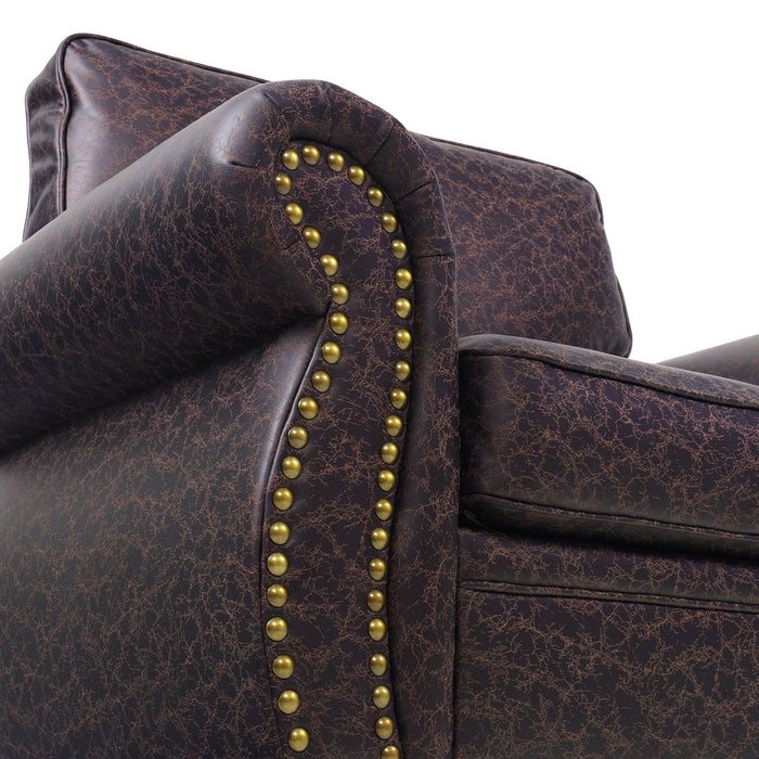 Couchus Living Room Furniture Sets,Sofa Sets and Couch Sets for Living Room,Mid-Century Vintage Sofa Couches with Rivet Design (Brown, Loveseat+3 Seater)