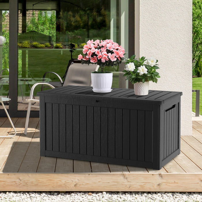 Yardgrace 270 Gallon Waterproof Deck Box, Lockable Resin Storage Box for Patio Furniture Cushions Garden Tools and Outdoor Delivery Storage, Black