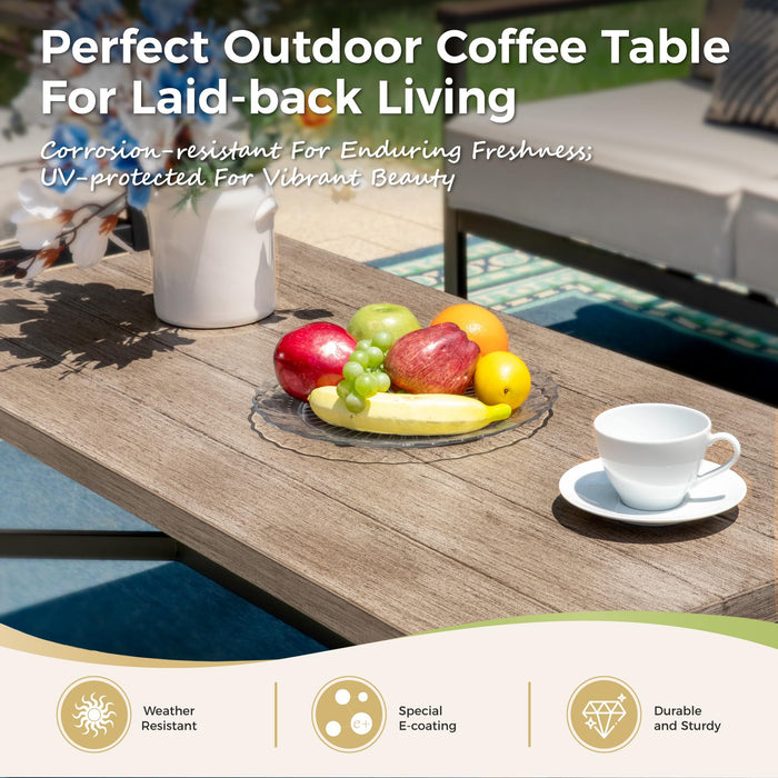 MIXPATIO 4 PCS Outdoor Patio Furniture Set, 3-Seater Sofa, Highback Swivel Chair with 5.5" Extra Thick Cushion & Coffee Table, All Weather Patio Conversation Set for Lawn Deck Backyard, Cream/Beige