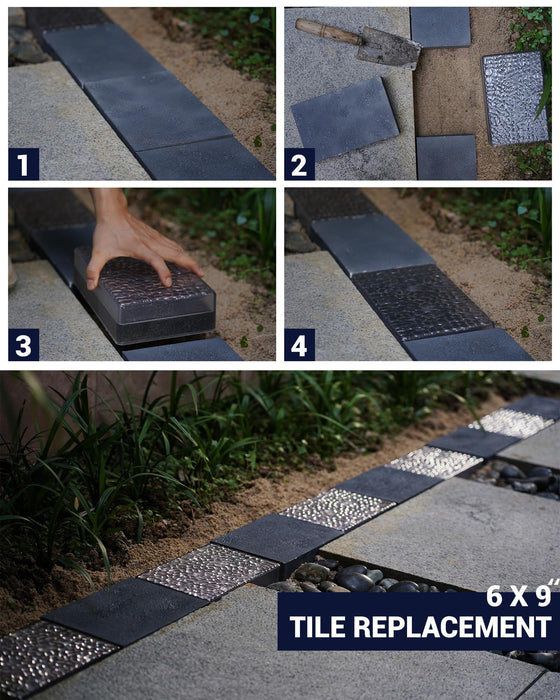 SHONELIGHTING Solar Paver Outdoor Lights, 6x9 Recessed Brick Light, Heavy Duty IP67 Waterproof LED, Landscape Lighting for Ground, Pool, Garden, Driveway (Warm White, 2Pack)