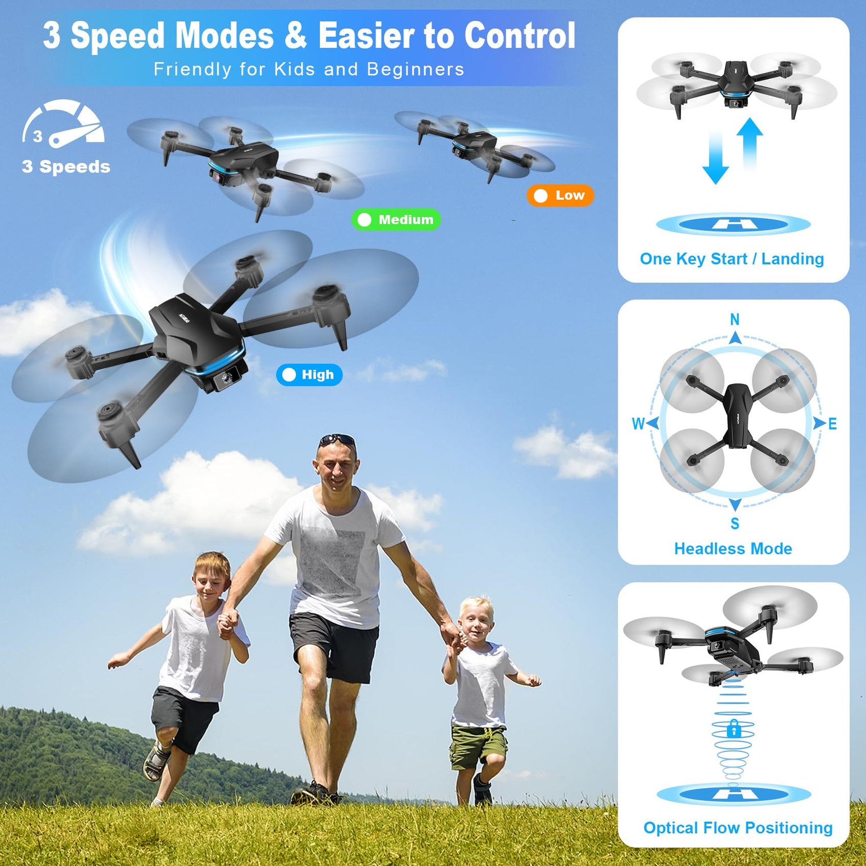 Drone with Camera 1080P HD FPV Foldable Drone for Beginners and Kids,
