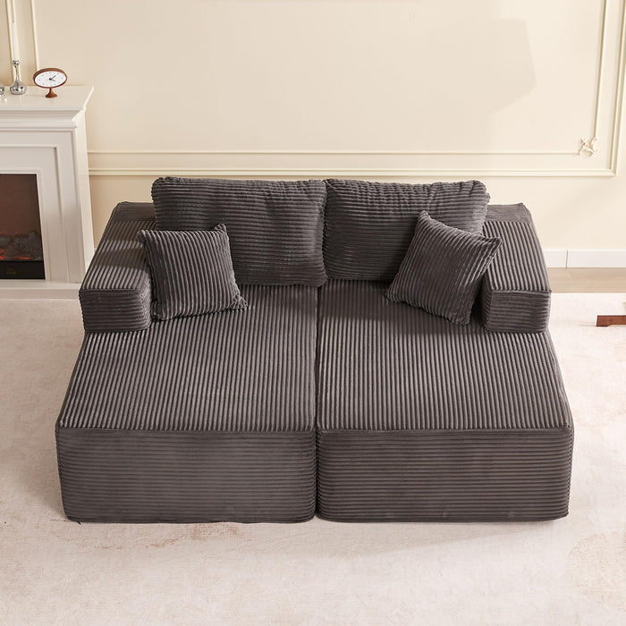 Afuson Chaise Lounge Chair, Boneless Couch for Living Room and Bedroom, Sleeper Couches Reading Chairs, Corduroy, Grey