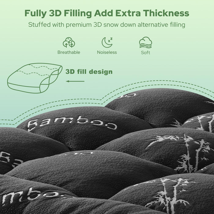 BEDLORE Twin XL Mattress Topper Viscose Derived from Bamboo, Thick Pillow Top Mattress Pad with Deep Pockets for 6-15 inches Mattress, Soft Mattress Topper College Dorm Size for Back Pain(Dark Gray)
