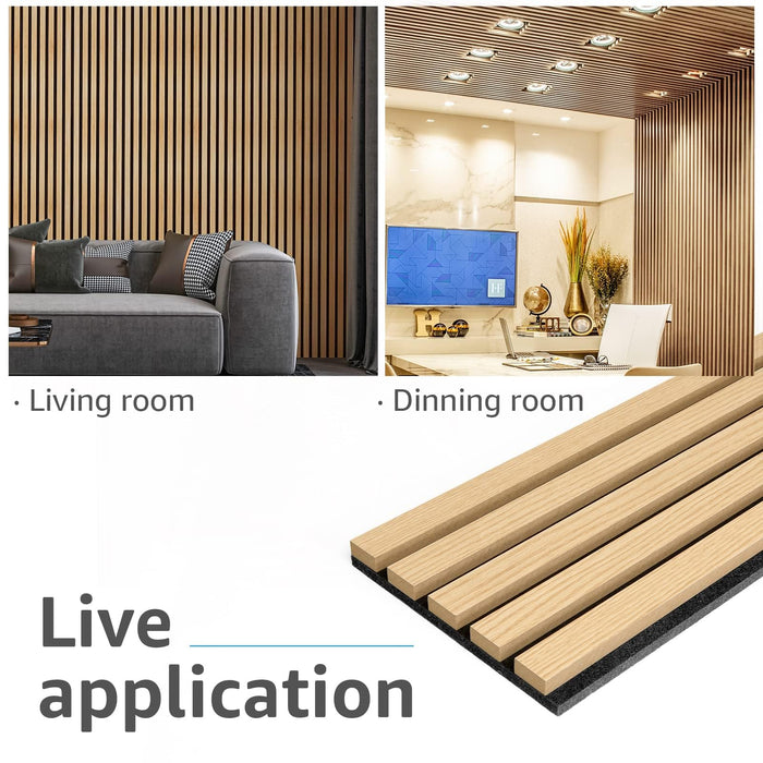 Art3d 6-Pack 3D Textured Soundproof Wood Slat Wall Panel, 94.5" x 7.9", Oak