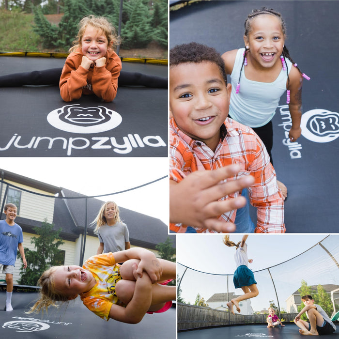 JUMPZYLLA Trampoline Outdoor 8FT 10FT 12FT 14FT 15FT 16FT with Enclosure and Ladder, ASTM Approved Recreational Trampolines for Kids and Adults, Anti-Rust Coated Frame