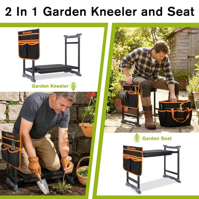 Garden Kneeler and Seat with Umbrella,Heavy Duty Gardening Bench and Stool