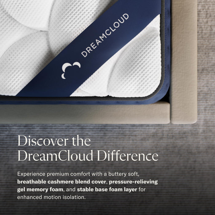 DreamCloud 12" King Mattress - Luxury Gel Memory Foam - 365 Night Trial - Premium Pressure-Relieving Layers - Forever Warranty - CertiPUR-US® Certified