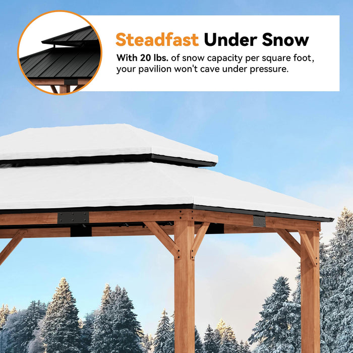 Modern Shade Wood Gazebo 12x16 with Double Galvanized Steel Roof