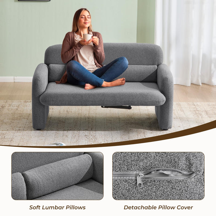 Furnimart Modern Loveseat Sofa, 54" 2-Seater Boucle Sofa, Comfy Upholstered Minimalist Couch, Small Couches for Small Spaces, Apartment, Office, Living Room, Bedroom, Dorm, Chenille Grey