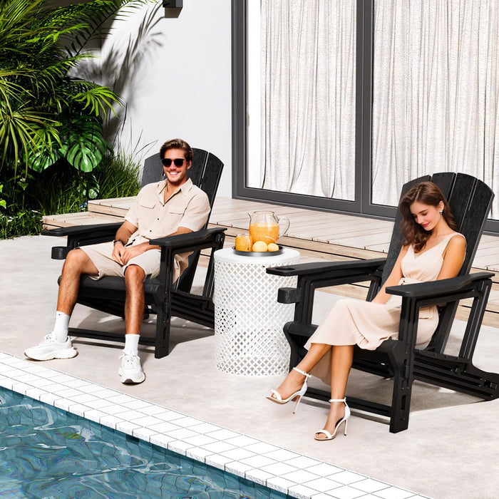 FONTOI Adirondack Chairs Set of 2, Plastic Patio Chair with Cup Holder, Outdoor Funiture for Backyard Garden Lawn Beach, 400 LBS Capacity, Black