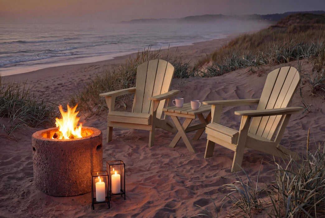 Patio Kingdom Folding Adirondack Chairs Set of 6 with Cup Holders, Heavy Duty HDPE Plastic Outdoor Chairs, Weather Resistant Heavyweight Patio Furniture Set for Deck, Fire Pit, Backyard, Brown
