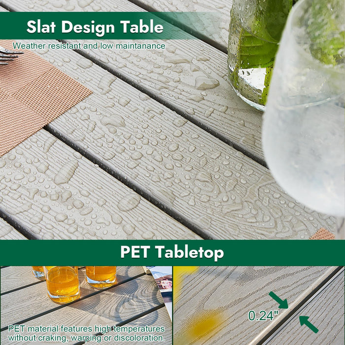 Astomi 9 Pieces Outdoor Patio Dining Set, Rattan Patio Table and Chairs for 8, Patio Wicker Furniture Set with Cushion for Backyard, Balcony, Garden