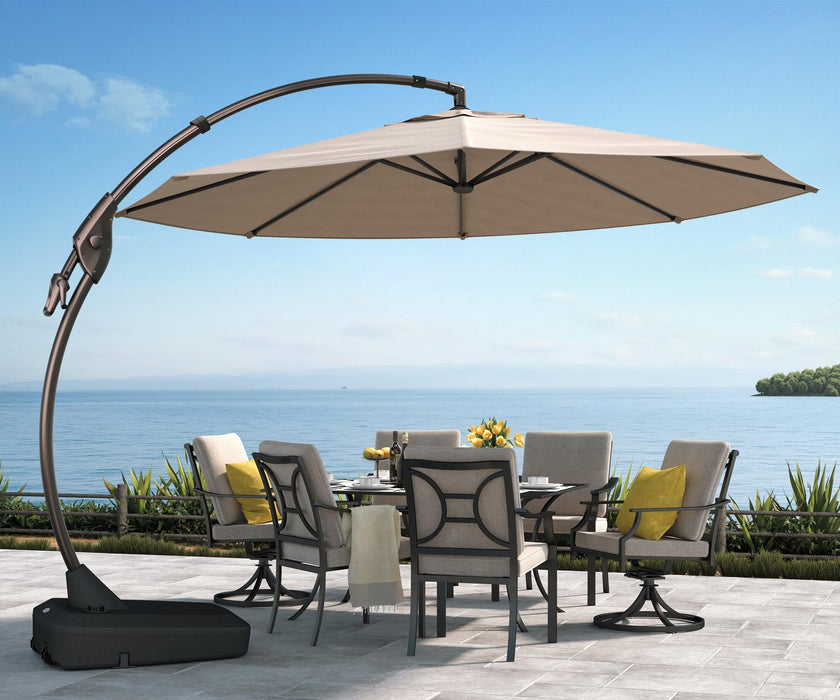 Grand patio 11FT Cantilever Umbrella with Base Outdoor Large Round Aluminum Offset Umbrella for Patio Garden Backyard (Champagne, 11 FT)