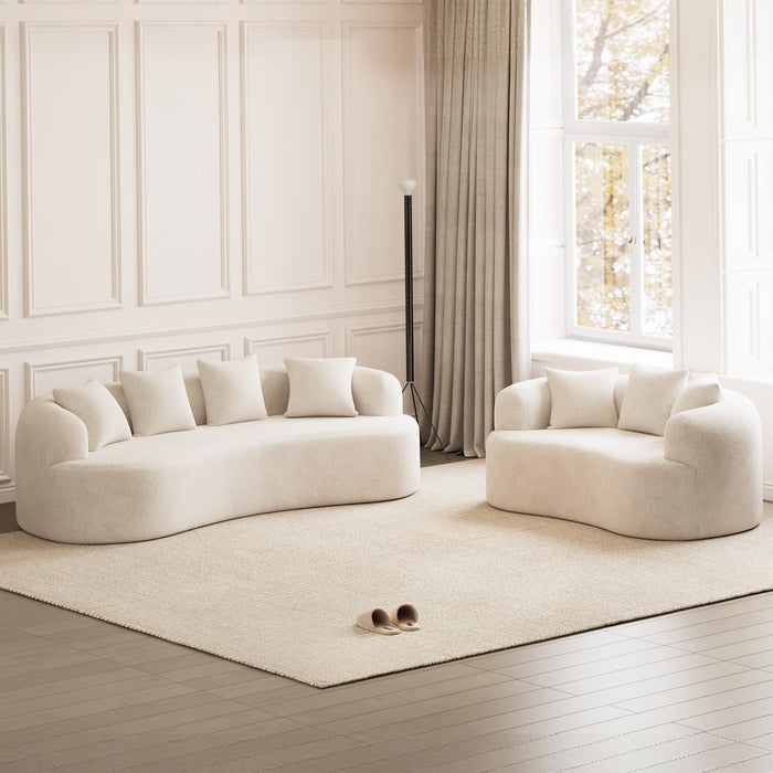 ONEMMLION 107" Modern Curved Sofas for Living Room, Cream White