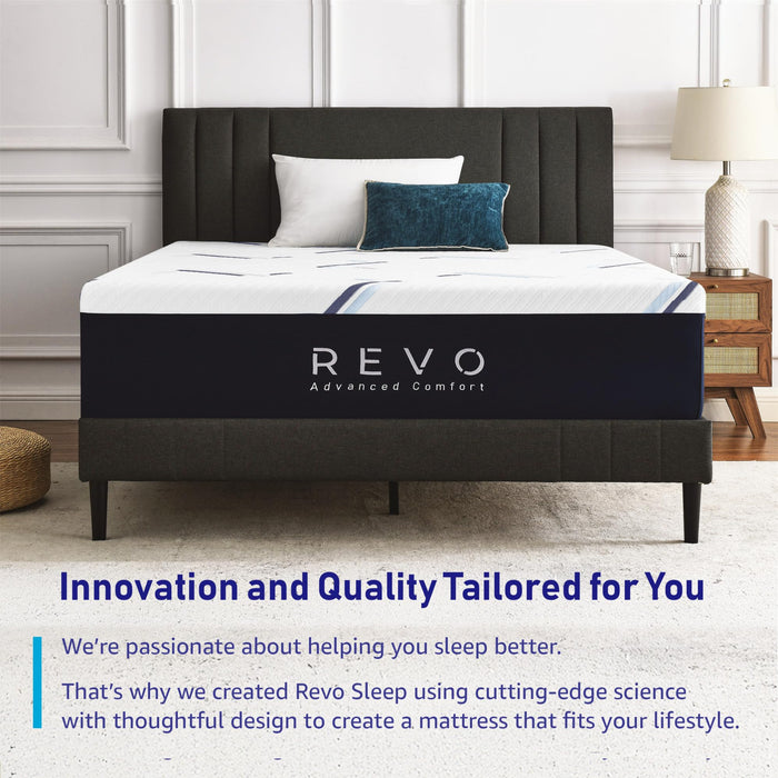 REVO Sleep 14-inch Queen Gel Memory Foam Mattress - Cooling Queen Mattress with Superior Comfort and Posture Support