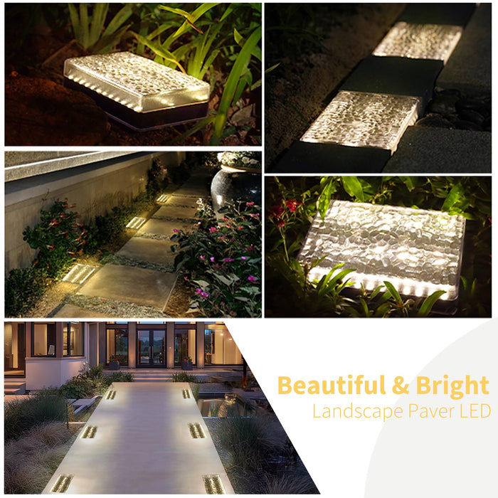SHONELIGHTING Solar Paver Outdoor Lights, 6x9 Recessed Brick Light, Heavy Duty IP67 Waterproof LED, Landscape Lighting for Ground, Pool, Garden, Driveway (Warm White, 2Pack)