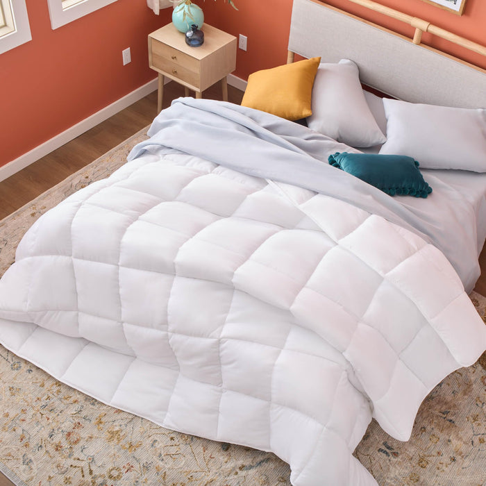 Linenspa White Down Alternative Comforter and Duvet Insert, for Twin XL Size Bed – All-Season Comforter with Box Stitch and 8 Duvet Loops – Bedding for Kids, Teens, and Adults