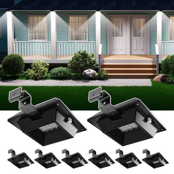 GVSHINE Solar Powered Gutter Lights Outdoor Waterproof 12 LED Clip On Gutters Light for Rainspout, Fence, Rail, Wall, Deck, Garden, Yard, Walkway, House Patio, Pool (Cool White, 8 Pack)
