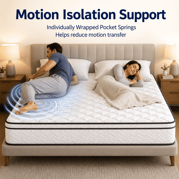 12 Inch Queen Hybrid Mattress, Memory Foam Mattress in a Box with Indi
