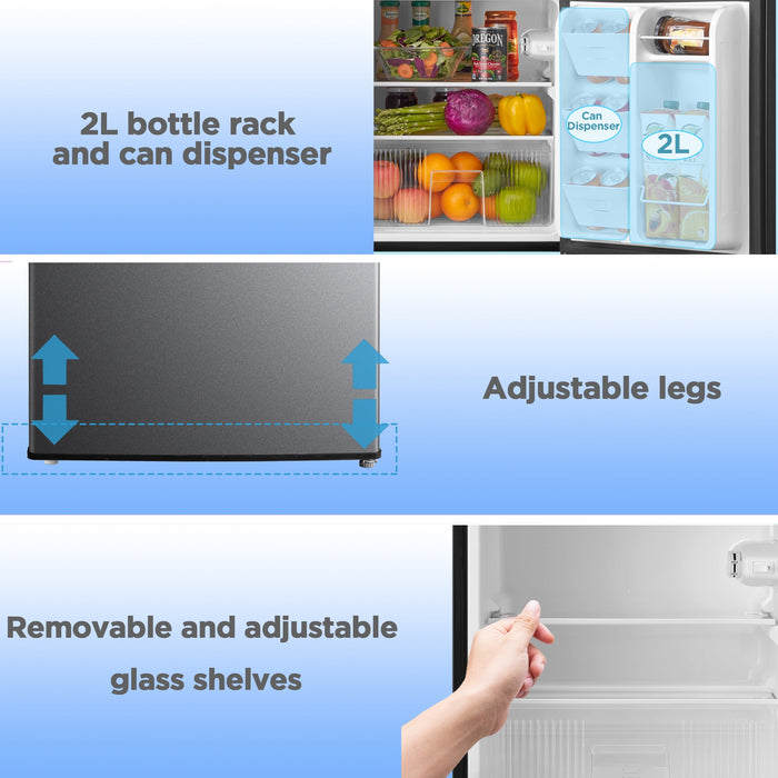 Arctic King 3.2 Cu Ft Two Door Mini Fridge With Freezer Stainless Stee