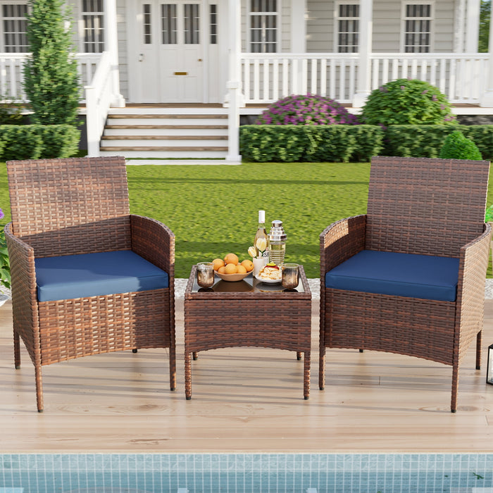 ELPOSUN 3 Piece Outdoor Patio Furniture Set Bistro Set with Coffee Tab