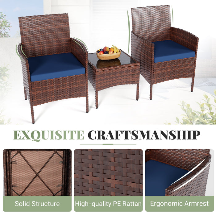 ELPOSUN 3 Piece Outdoor Patio Furniture Set Bistro Set with Coffee Tab