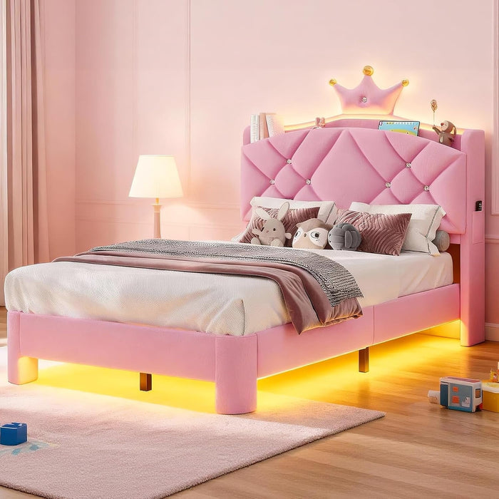 Torveric Twin Size Bed Frame with Headboard, Upholster Platform Bed Fr