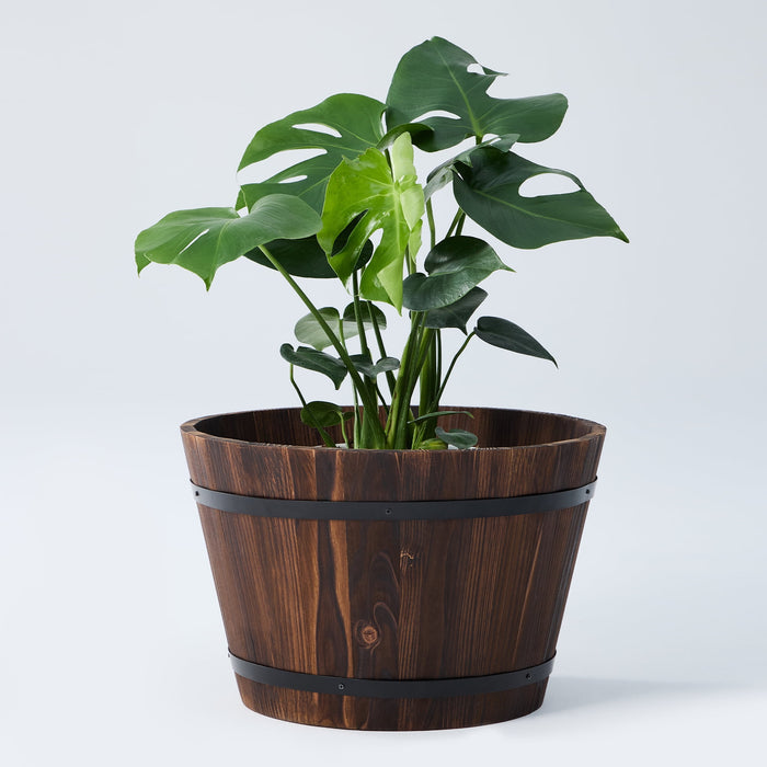 Better Homes & Gardens 17 in Wood Whiskey Barrel Planter
