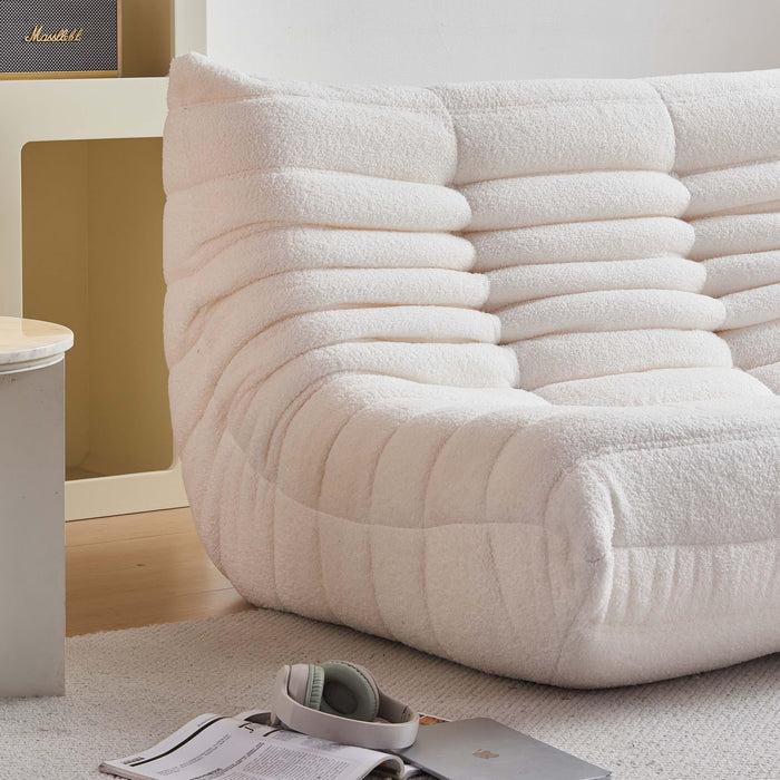 Bean Bag Chair for Adults, Oversized Loveseat Fireside Chair Comfy Lazy Floor Sofa, 2 Seater Lazy Sofa Couch Memory Foam Bean Bag for Living Room, Bedroom Apartment Office (Beige)