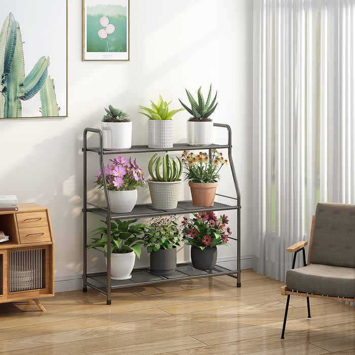 Simple Trending Plant Stand Outdoor Indoor 3 Tier Metal Waterproof Plant Shelf for Living Room Balcony Garden