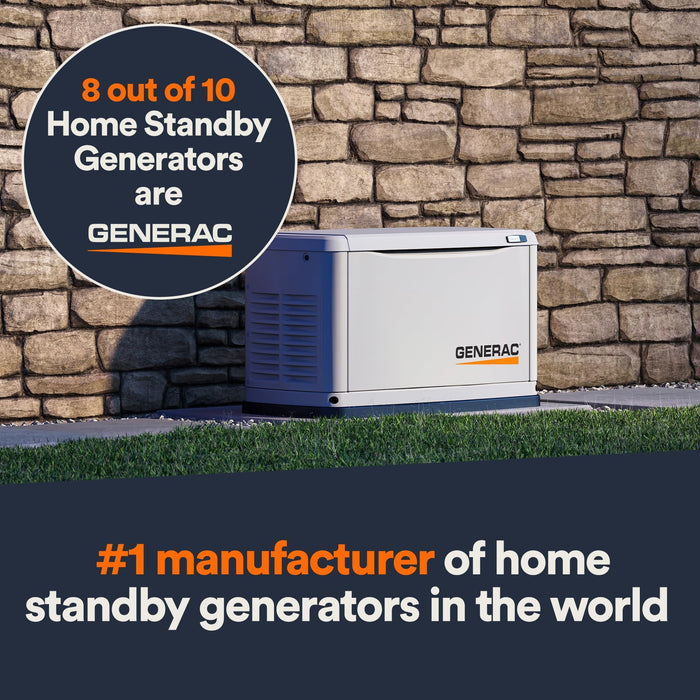 Generac 7043 22kW Air Cooled Guardian Series Home Standby Generator with 200-Amp Transfer Switch - Comprehensive Protection - Smart Controls - Versatile Power - Wi-Fi Connectivity - Real-Time Updates