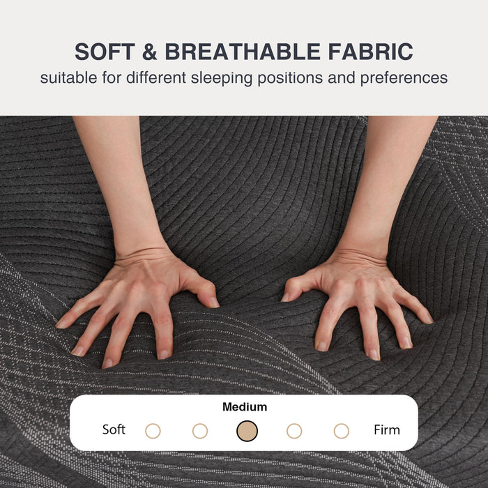 Dyonery Queen Mattress 10 Inch Charcoal Gel Memory Foam in a Box, CertiPUR-US Certified, Fiberglass Free, Cooling Double Mattress, Made in The USA of US Foam, 80" × 60" × 10", Medium