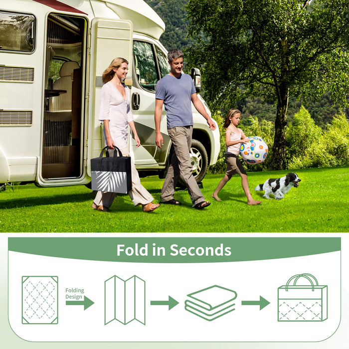 GENIMO Outdoor Rug 5' x 8' Waterproof for Patios Clearance, Reversible Plastic Straw Camping Carpet, Large Area Rugs Mats for RV, Picnic, Backyard, Deck, Balcony, Porch, Beach, Grey&White