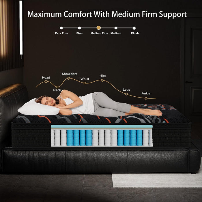 MRH Full 12 inch Euro Top Hybrid Mattress in a Box – Memory Foam & I