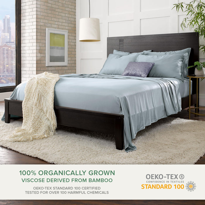 PURE BAMBOO Sheets 100% Genuine Bamboo Viscose, King, Sterling Blue