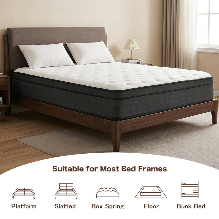 Queen Mattress, 12 Inch Hybrid Memory Foam Mattress in a Box, Pressure