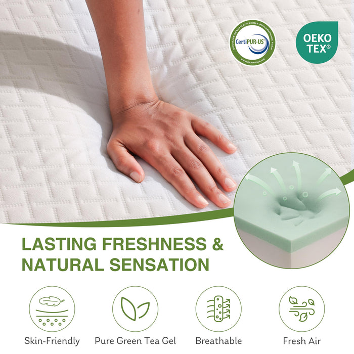 EGOHOME 6 Inch Twin Mattress for Kids, Memory Foam Mattress with Cooling Green Tea Gel, Relieve Pressure with Medium Firm Support, CertiPUR-US Certified, 75''L x 38''W, White