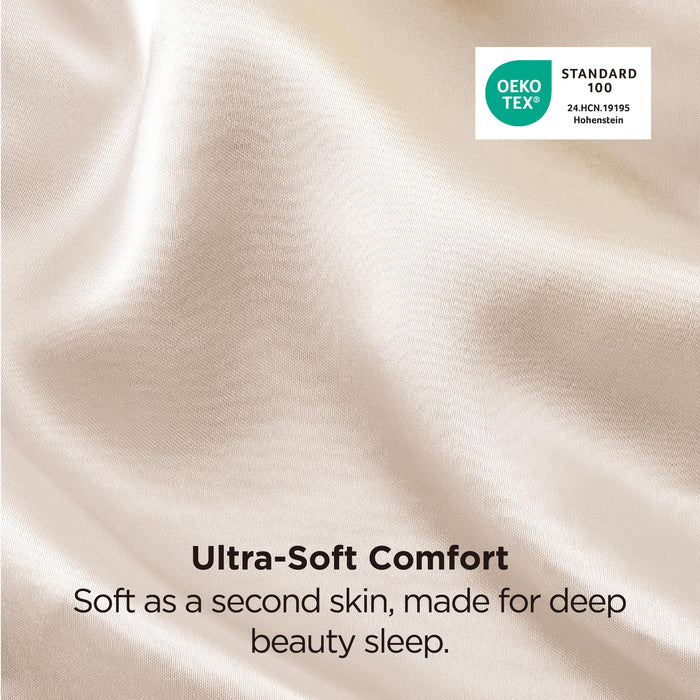 Bedsure Satin Pillowcase 2 Pack Similar to Silk Pillow Cases Standard Size, Pillow Case for Sleeping Women with Envelope Closure, Gifts for Women Men, Beige, 20x26 Inches, 2pcs