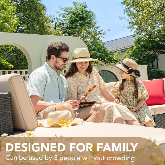 Devoko 5 Pieces Patio Furniture Sets All Weather Outdoor Sectional Patio Sofa Manual Weaving Wicker Rattan Patio Seating Sofas with Cushion and Glass Table (Beige)