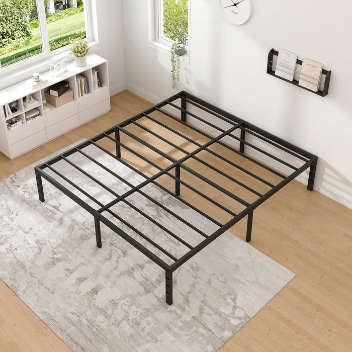 NEW JETO Metal Bed Frame-Simple and Atmospheric Metal Platform Bed Frame, Storage Space Under The Bed Heavy Duty Frame Bed, Sturdy Queen Size Bed Frame, Suitable for Bedroom, Queen