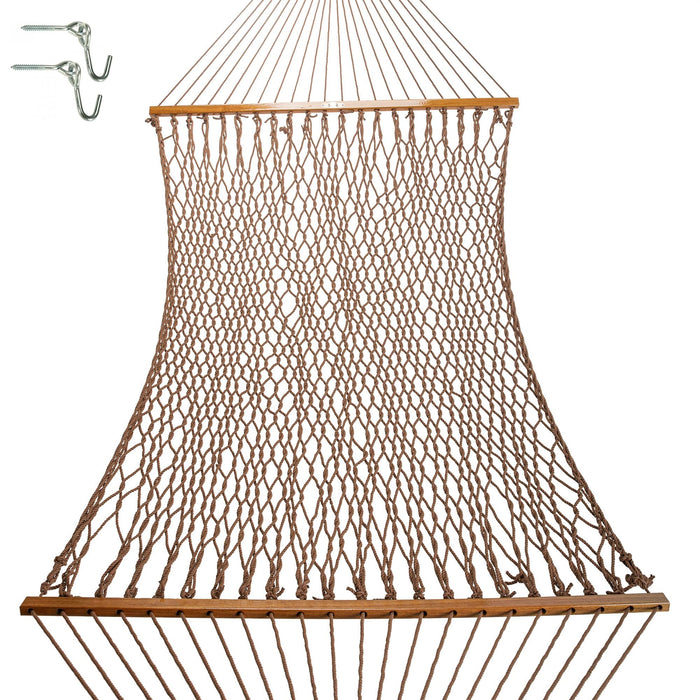 Original Pawleys Island 13DCAB Large Antique Brown DURACORD Rope Hammock with Extension Chains & Tree Hooks, Handcrafted in The USA, Accommodates 2 People, 450 LB Weight Capacity, 13 ft. x 55 in.